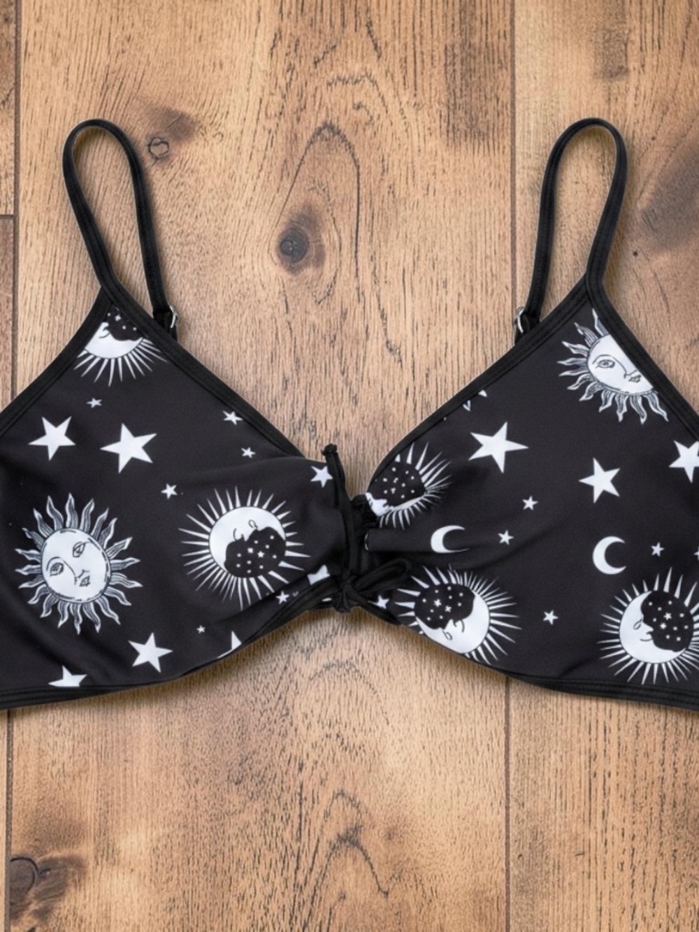 Celestial Print Black Bikini Bralette -